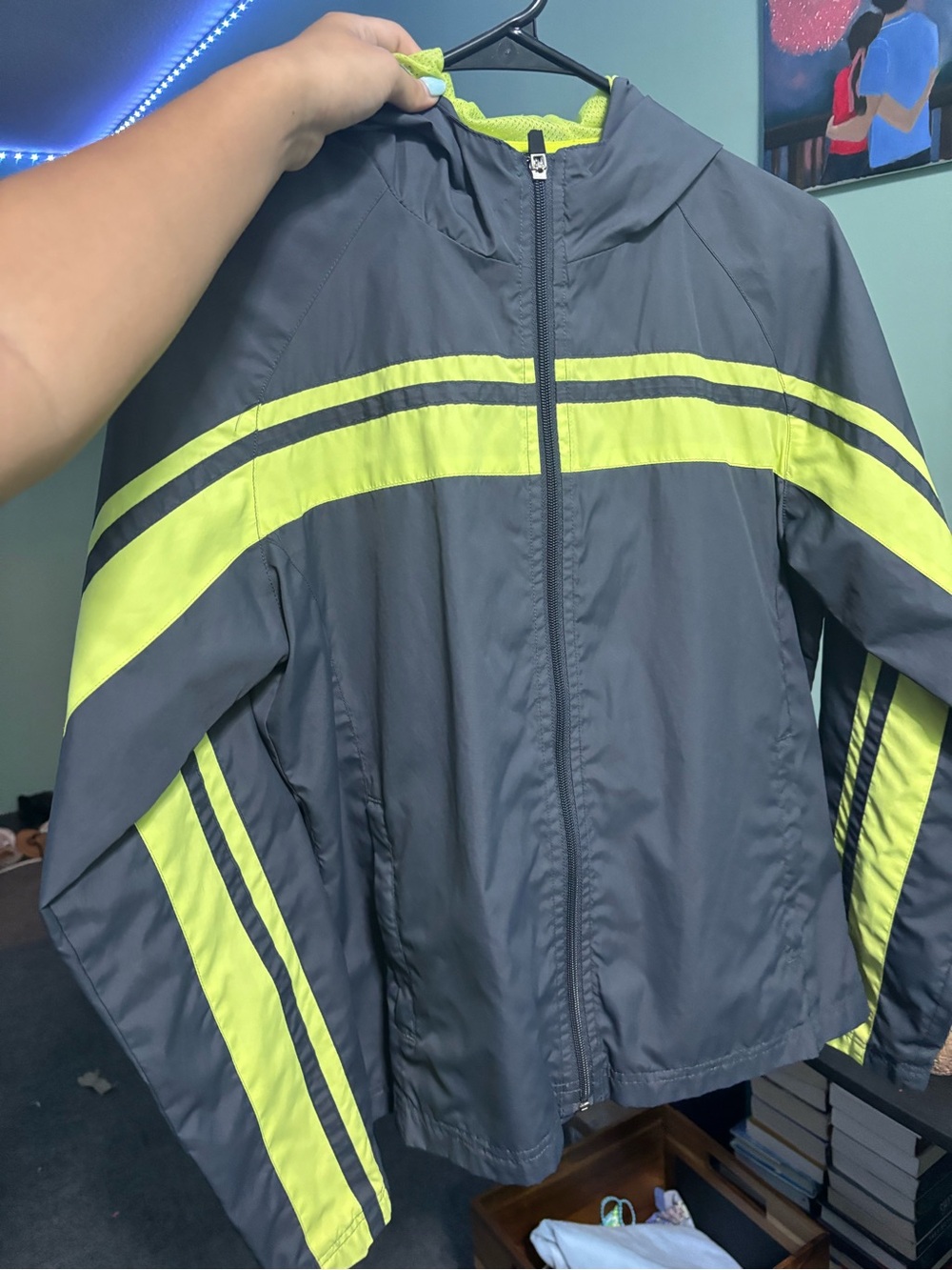 bcg Gray Jacket with Neon Yellow Stripes